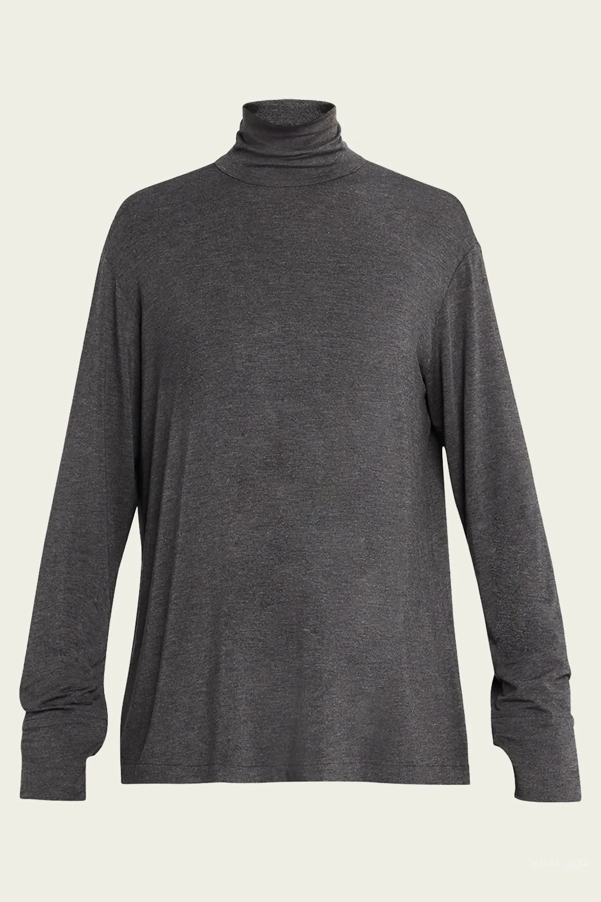 Long Sleeve Turtleneck Easy Fit Top in Dark Grey