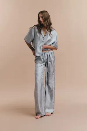 Lora printed silk pjs - Blue