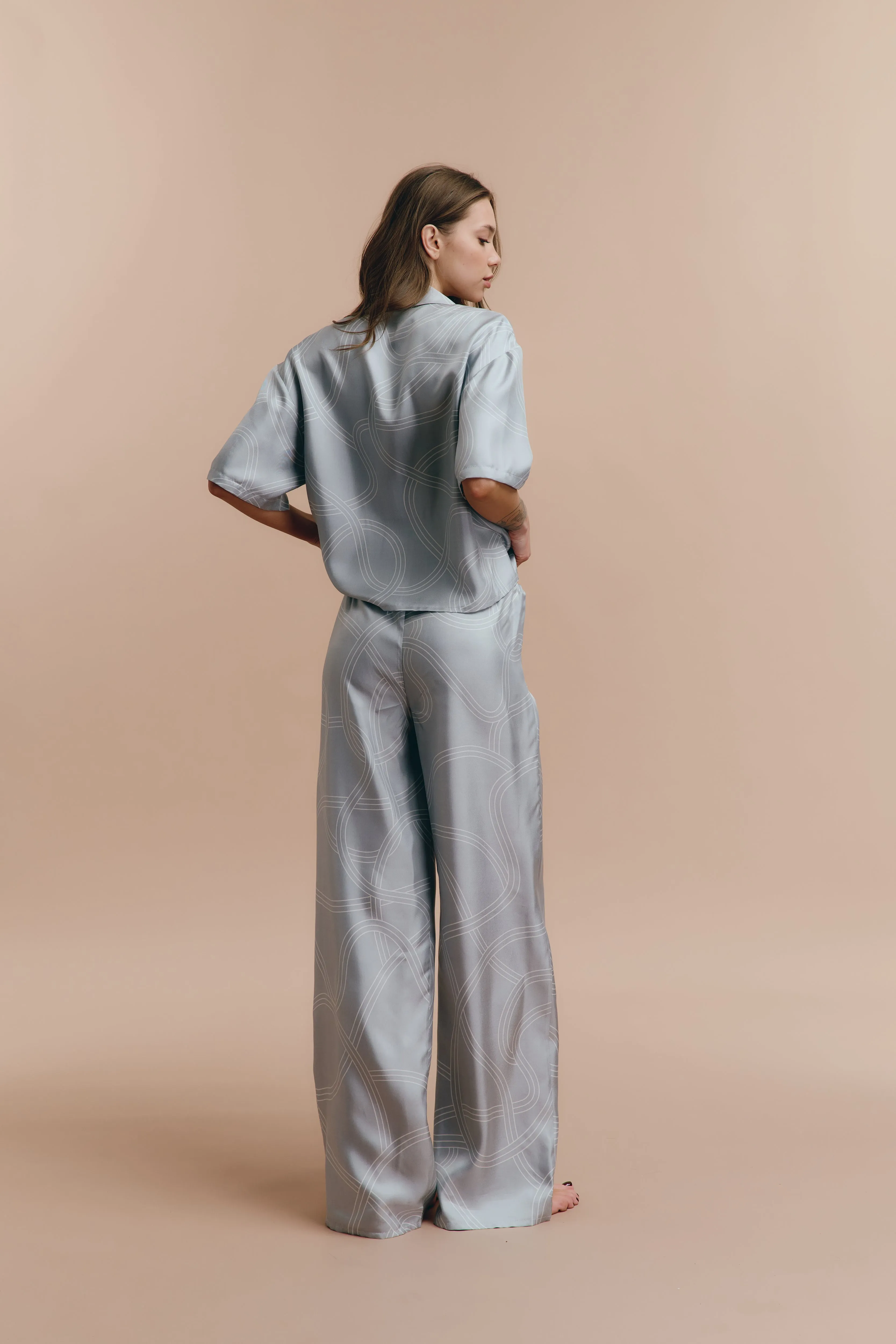 Lora printed silk pjs - Blue