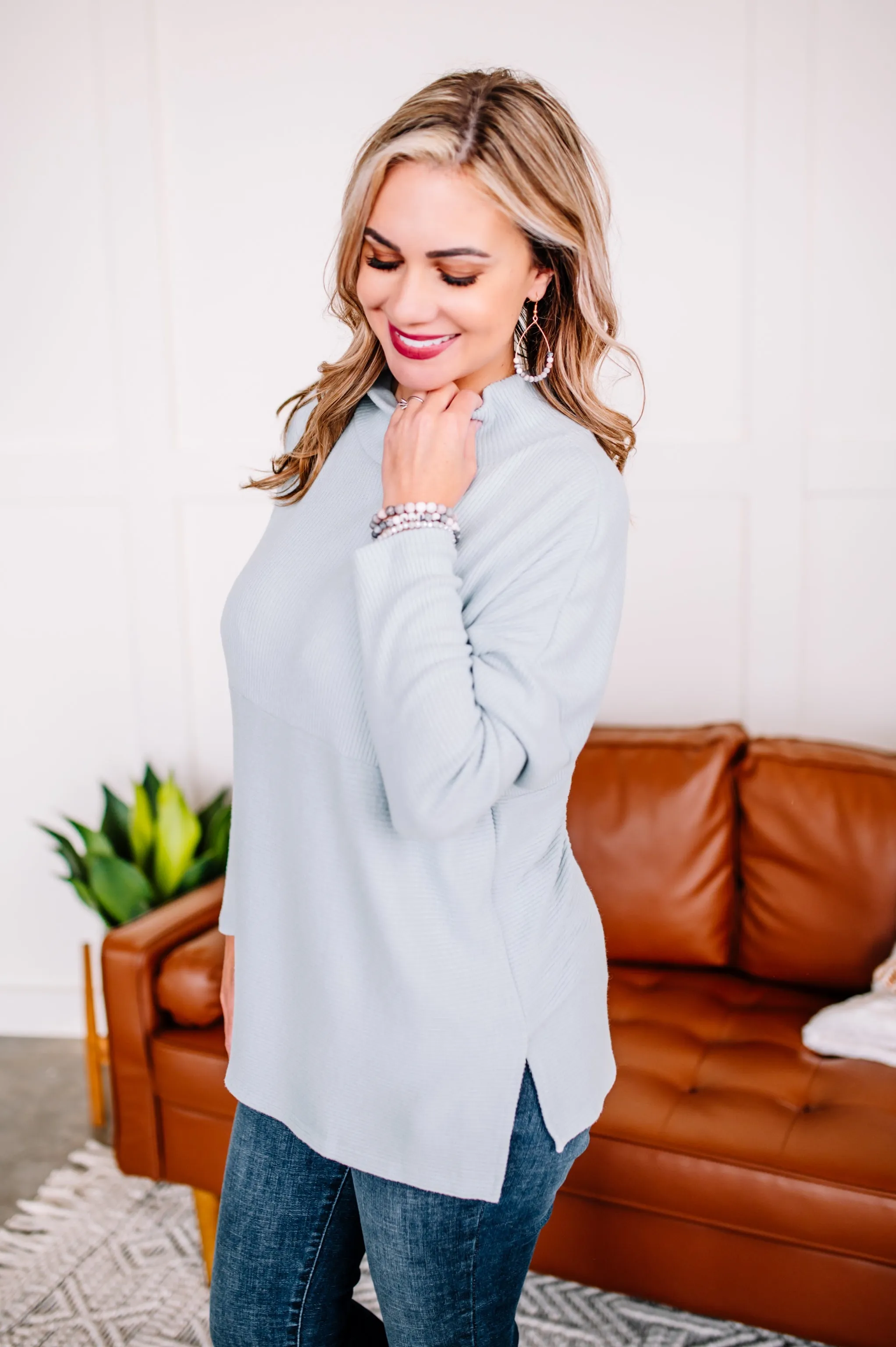 Made For You Sweater Top In Echo