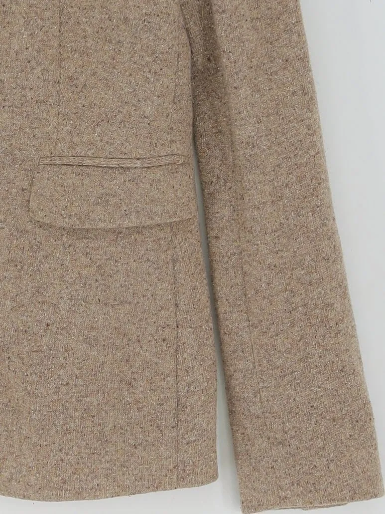 Massimo Dutti Women's Blazer UK 8 Cream Viscose with Other, Polyamide, Wool