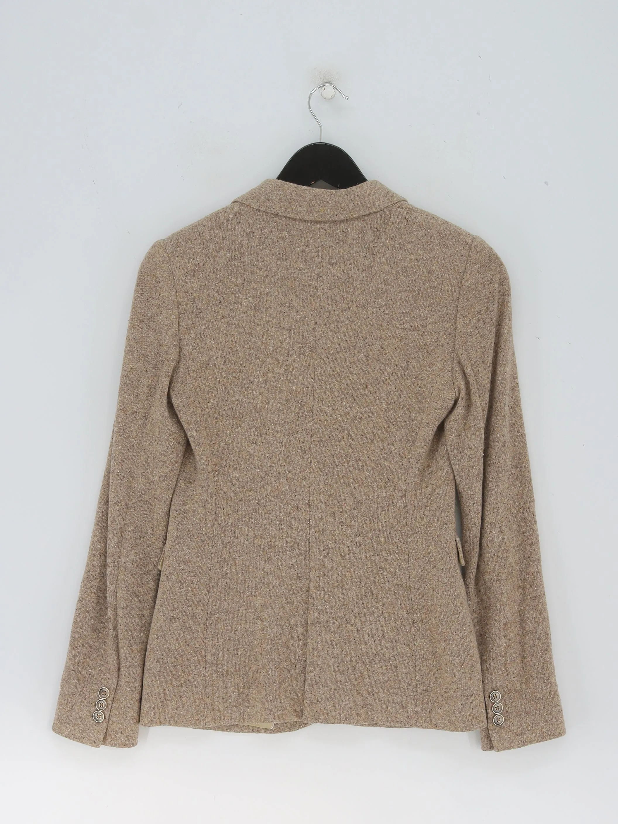Massimo Dutti Women's Blazer UK 8 Cream Viscose with Other, Polyamide, Wool