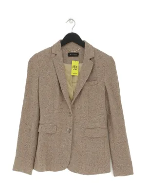 Massimo Dutti Women's Blazer UK 8 Cream Viscose with Other, Polyamide, Wool
