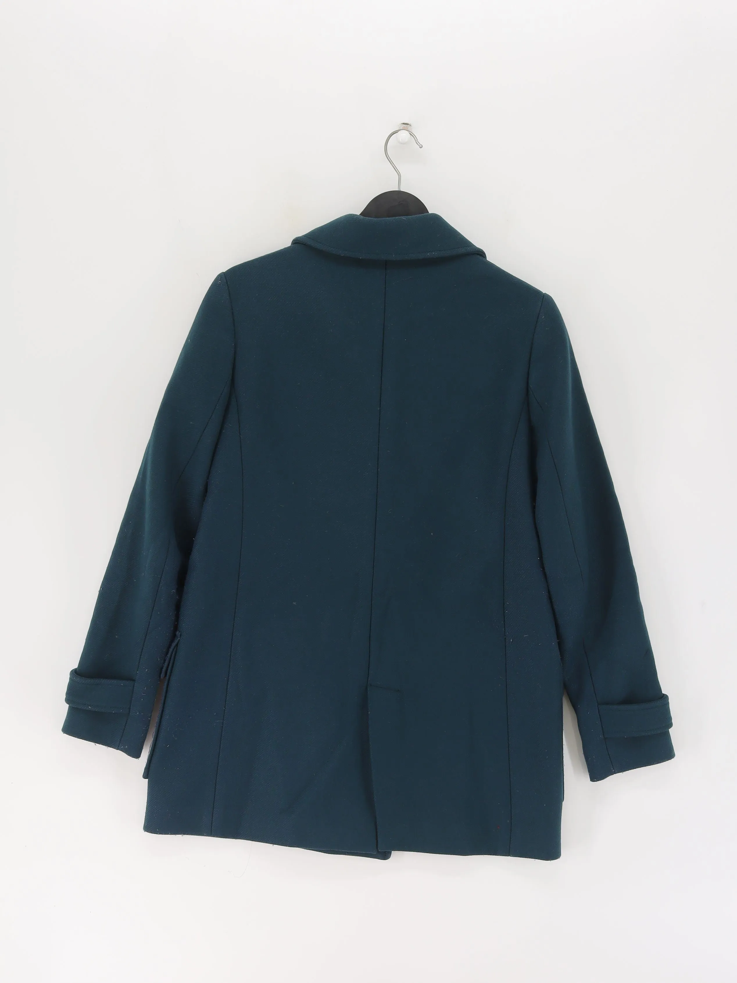 Massimo Dutti Women's Coat UK 12 Green Viscose with Cashmere, Polyamide, Wool
