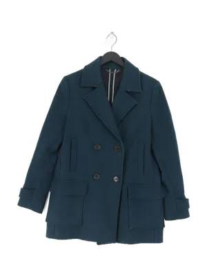 Massimo Dutti Women's Coat UK 12 Green Viscose with Cashmere, Polyamide, Wool