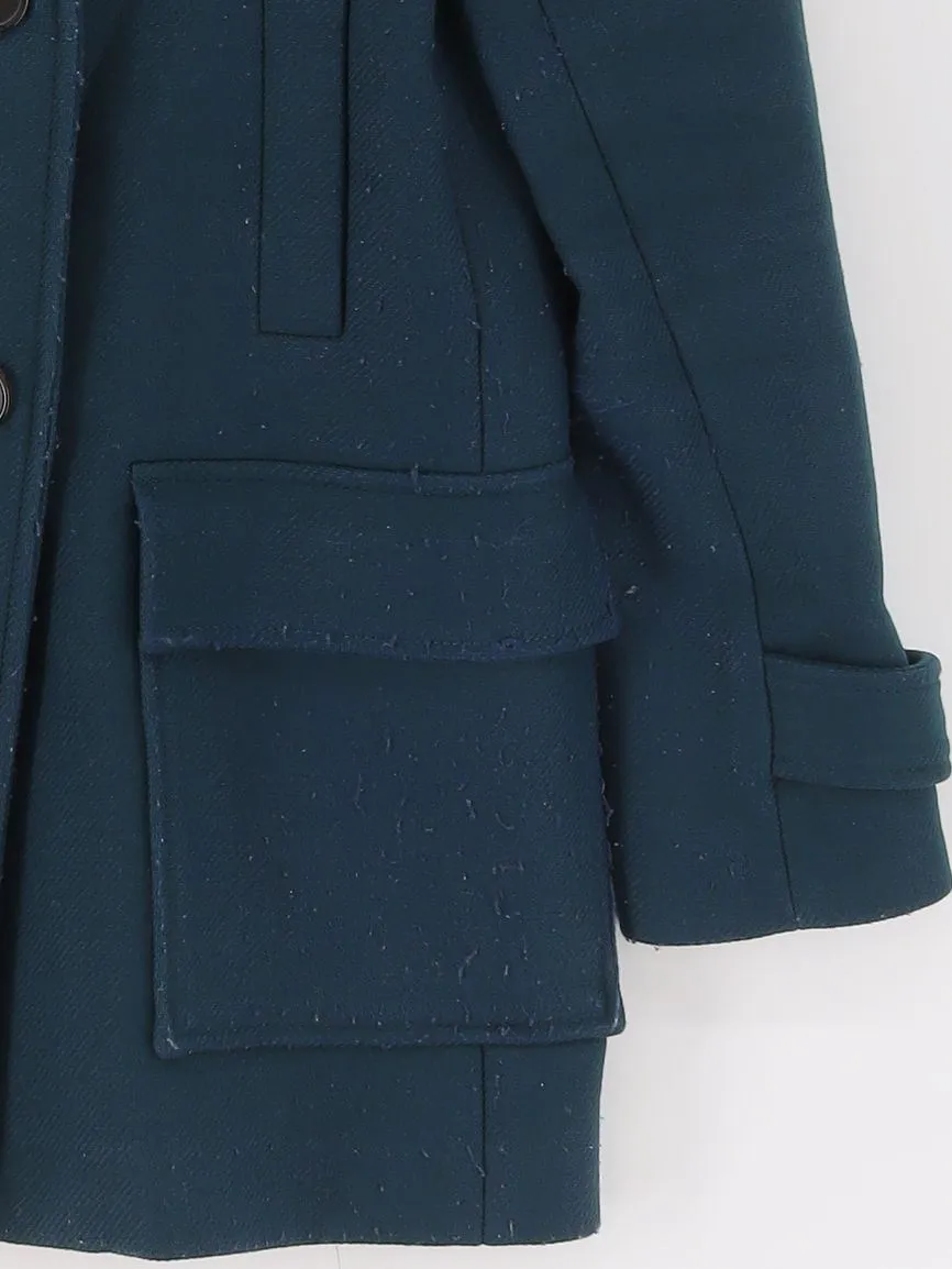 Massimo Dutti Women's Coat UK 12 Green Viscose with Cashmere, Polyamide, Wool