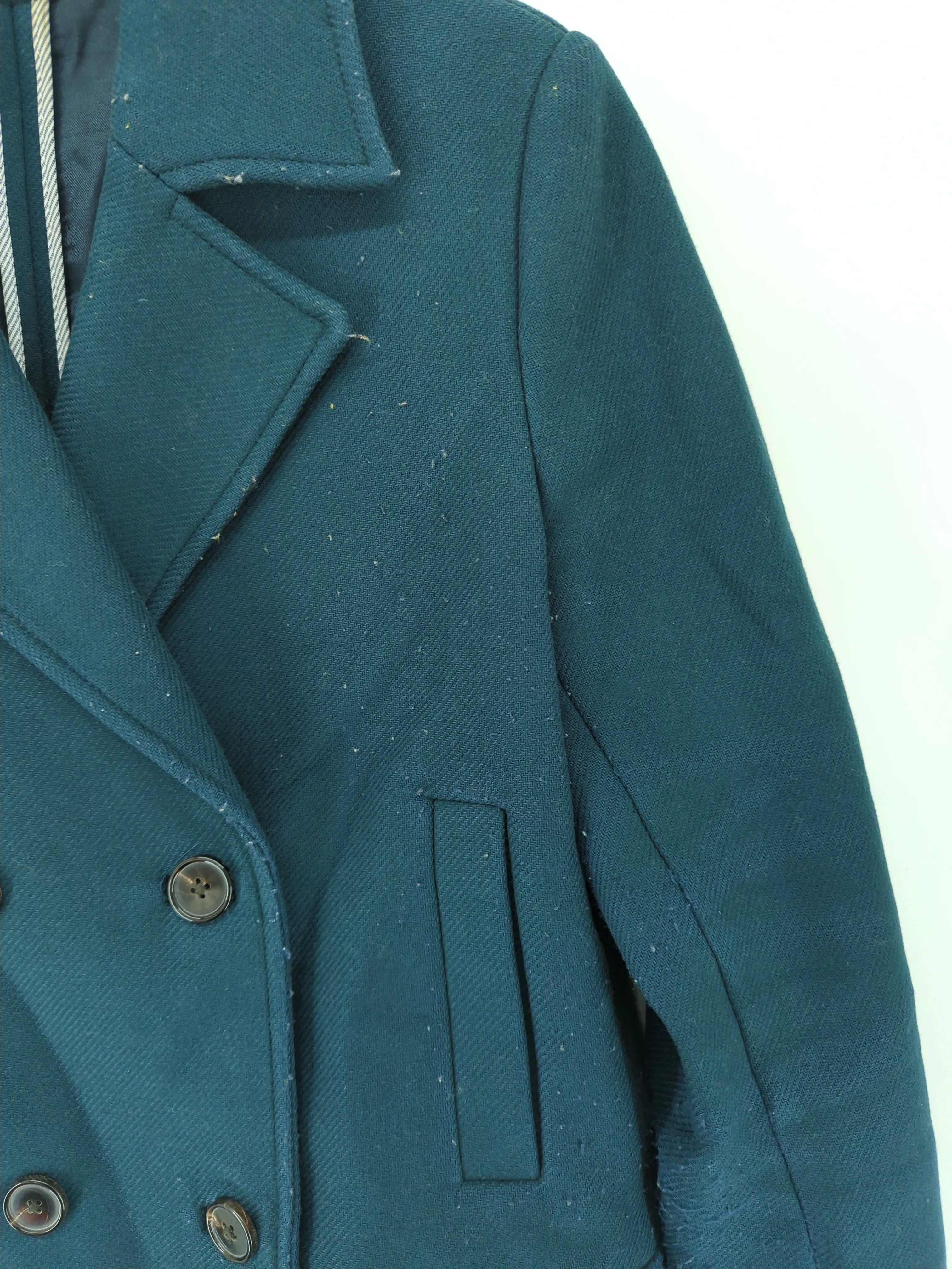Massimo Dutti Women's Coat UK 12 Green Viscose with Cashmere, Polyamide, Wool