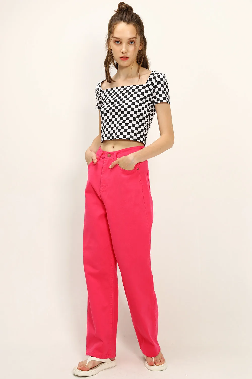 Melanie T-shirt in Checkerboard Print