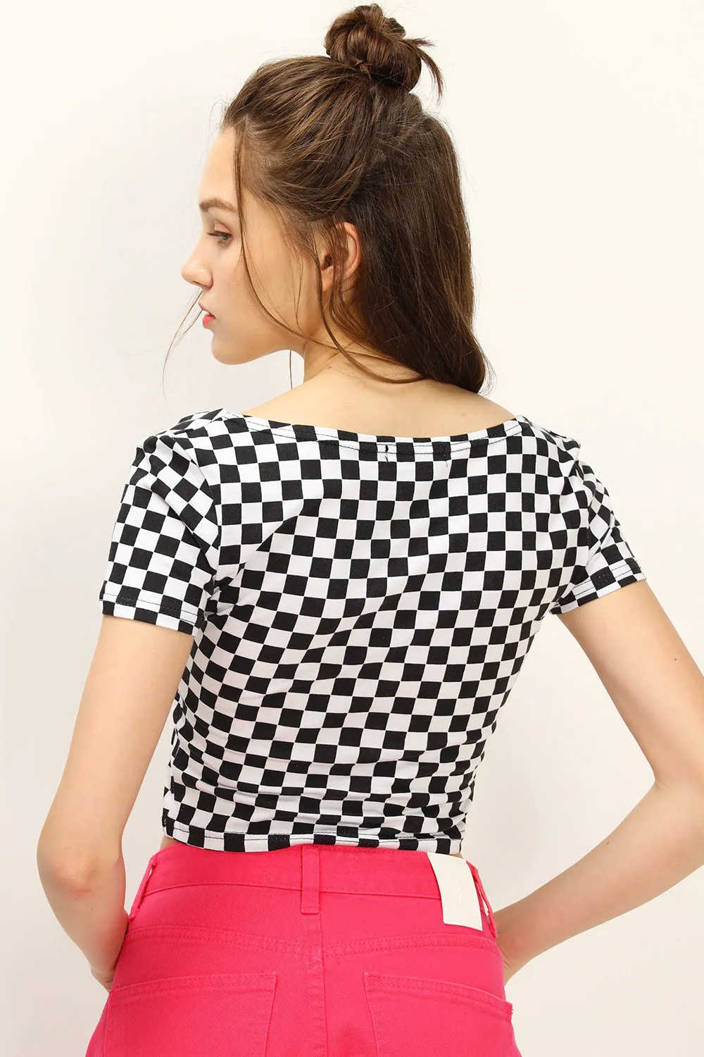 Melanie T-shirt in Checkerboard Print