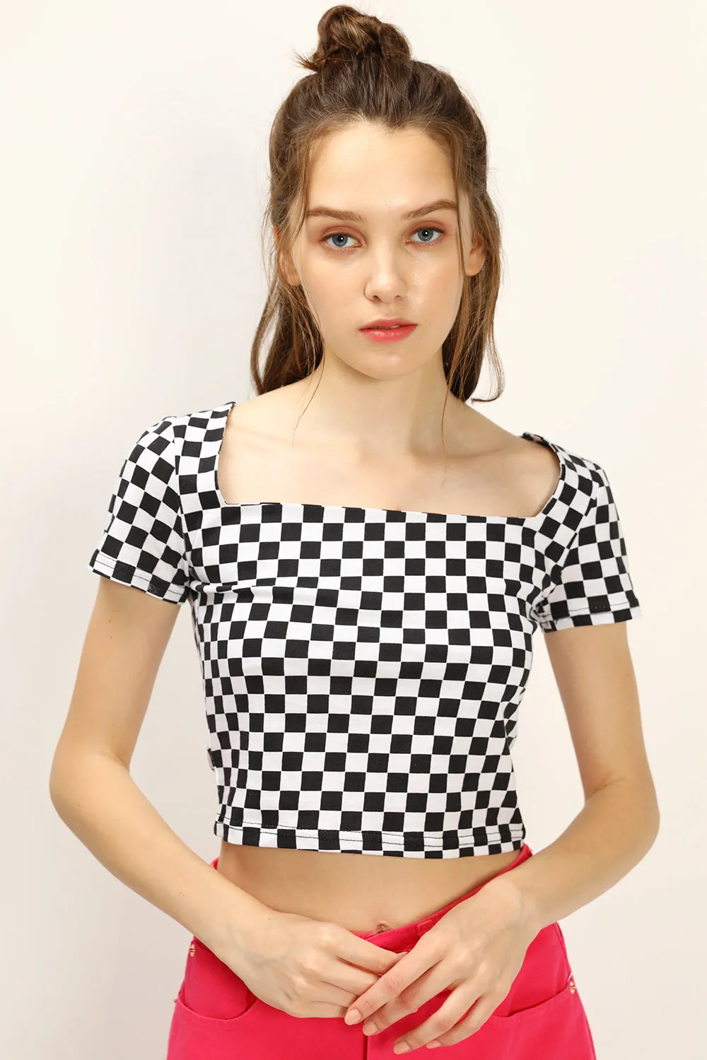 Melanie T-shirt in Checkerboard Print
