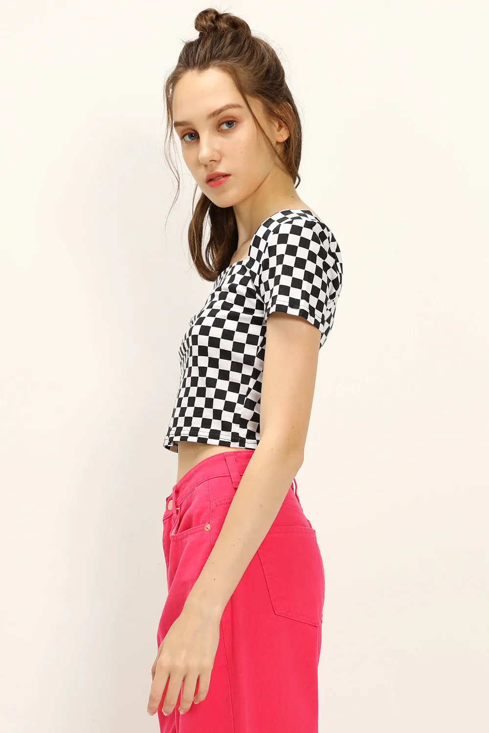 Melanie T-shirt in Checkerboard Print
