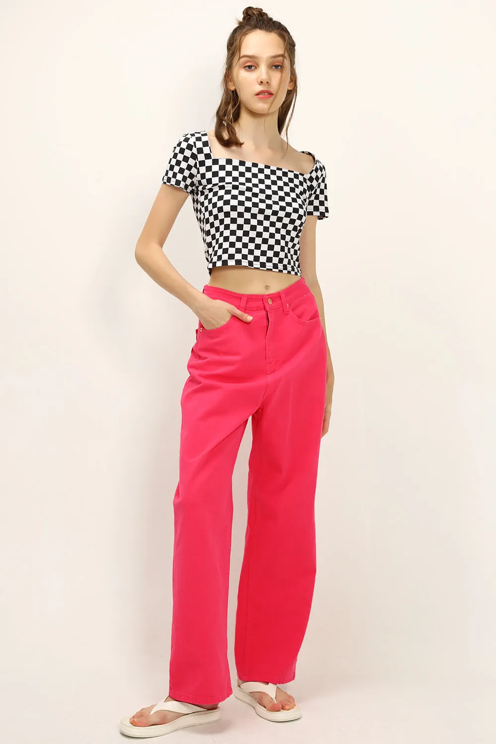 Melanie T-shirt in Checkerboard Print