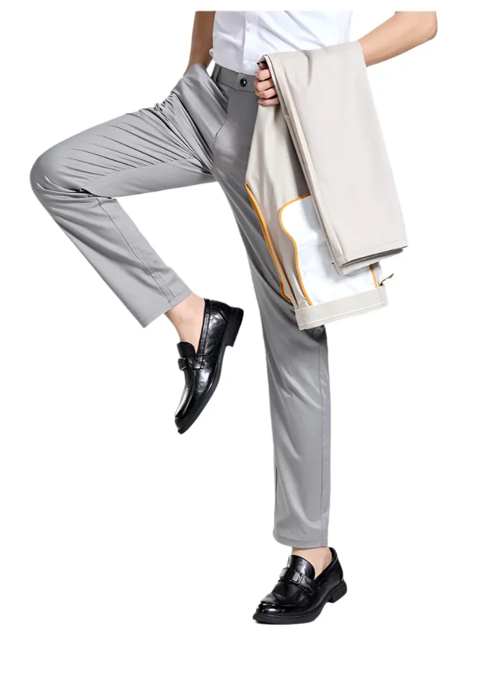 Men's Natural Mulberry Silk Tailored Pants | Luxurious Wrinkle-Free Trousers