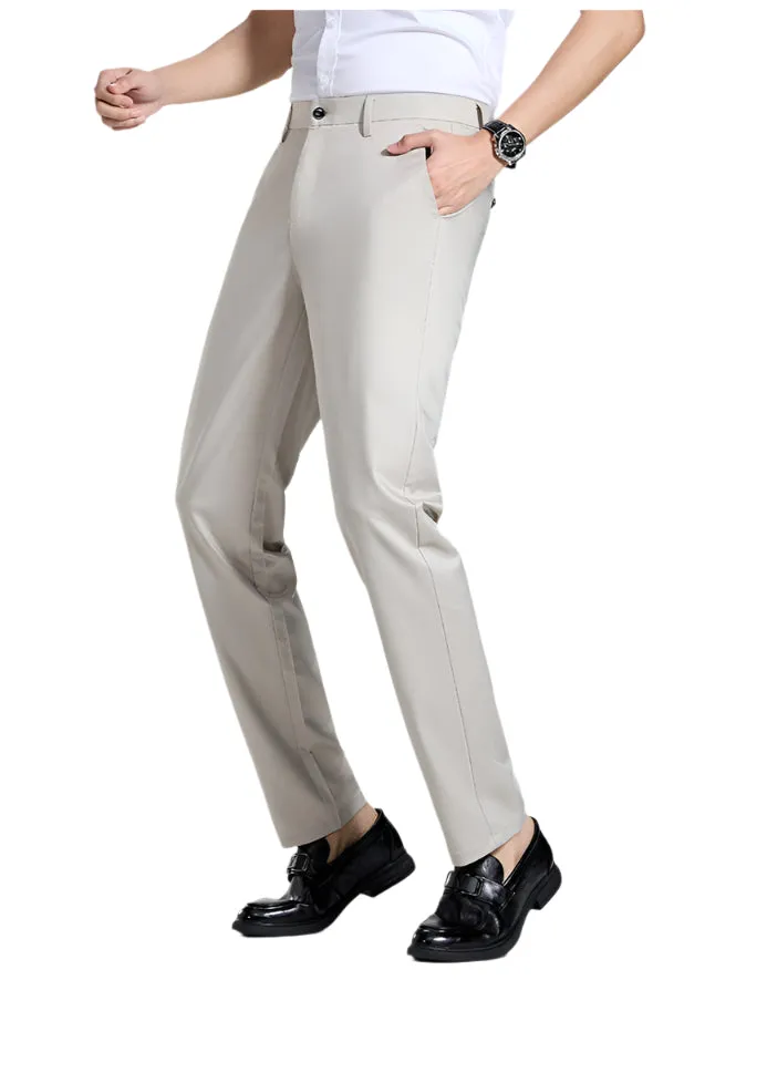 Men's Natural Mulberry Silk Tailored Pants | Luxurious Wrinkle-Free Trousers