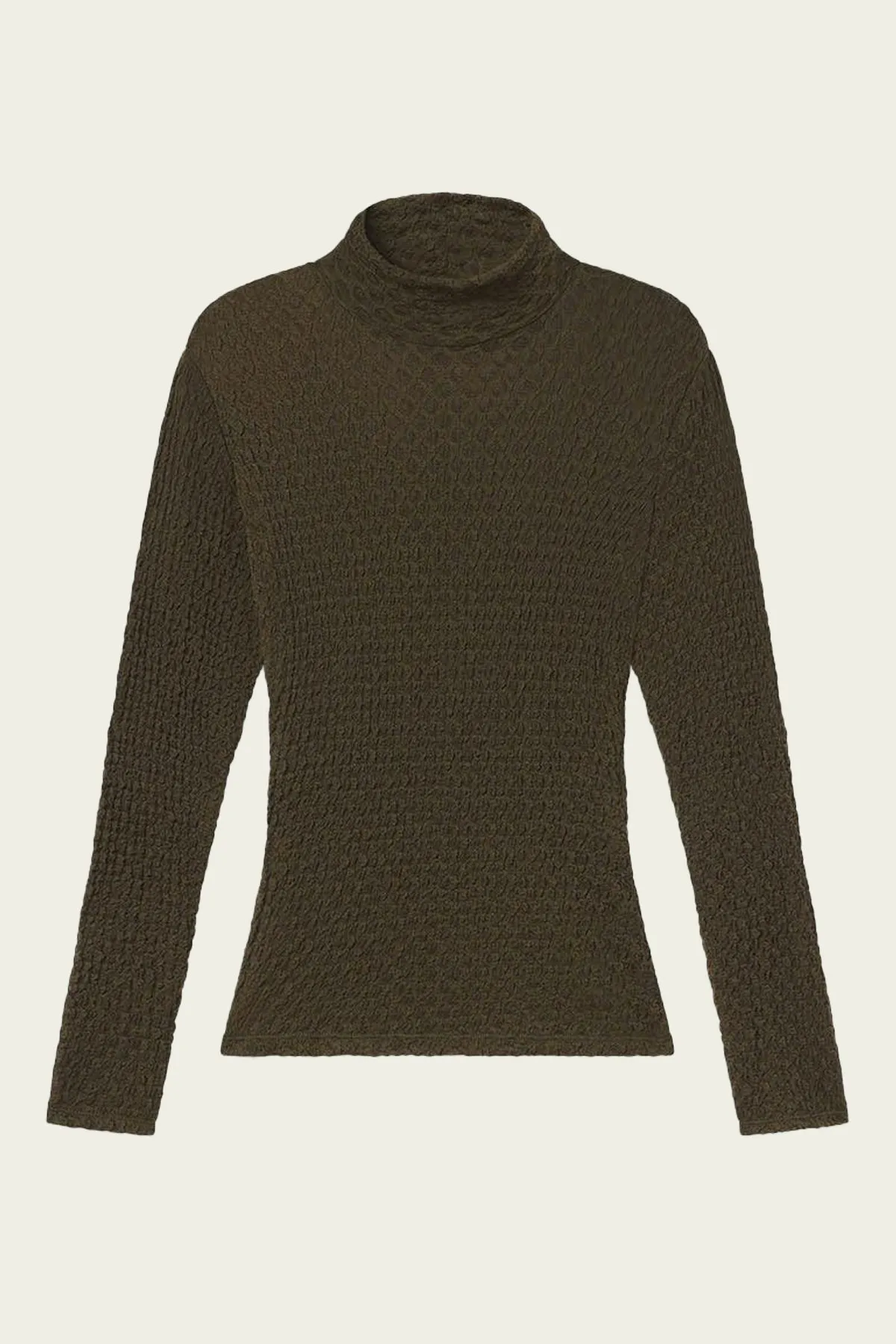 Mesh Lace Turtleneck in Rich Military