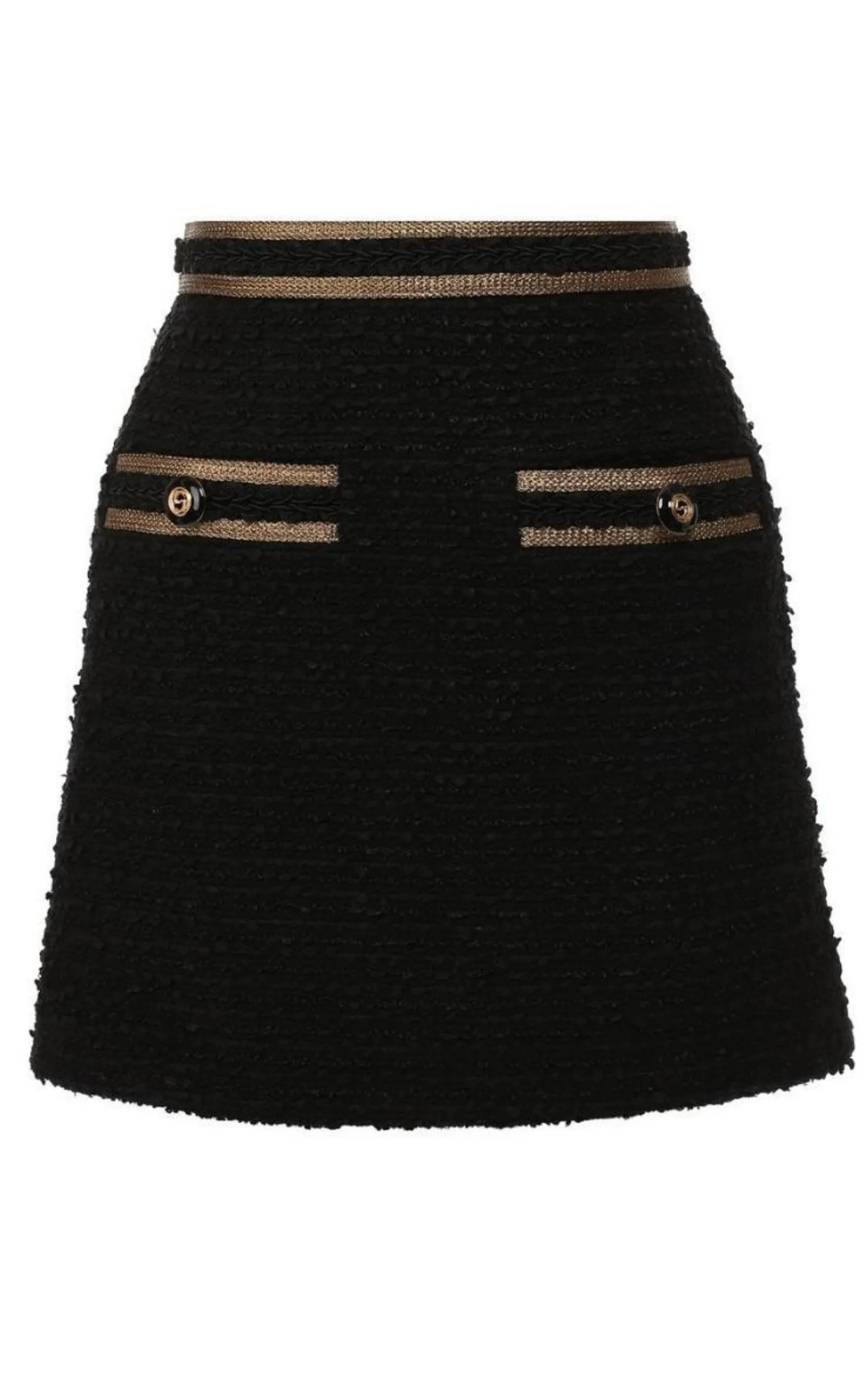 Metallic-trimmed Cotton-blend Tweed Mini Skirt