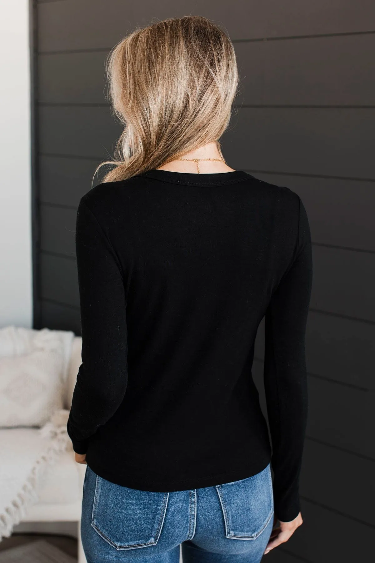 Miles Between Us Long Sleeve Top- Black