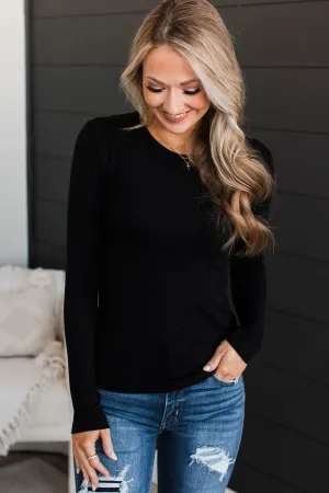 Miles Between Us Long Sleeve Top- Black
