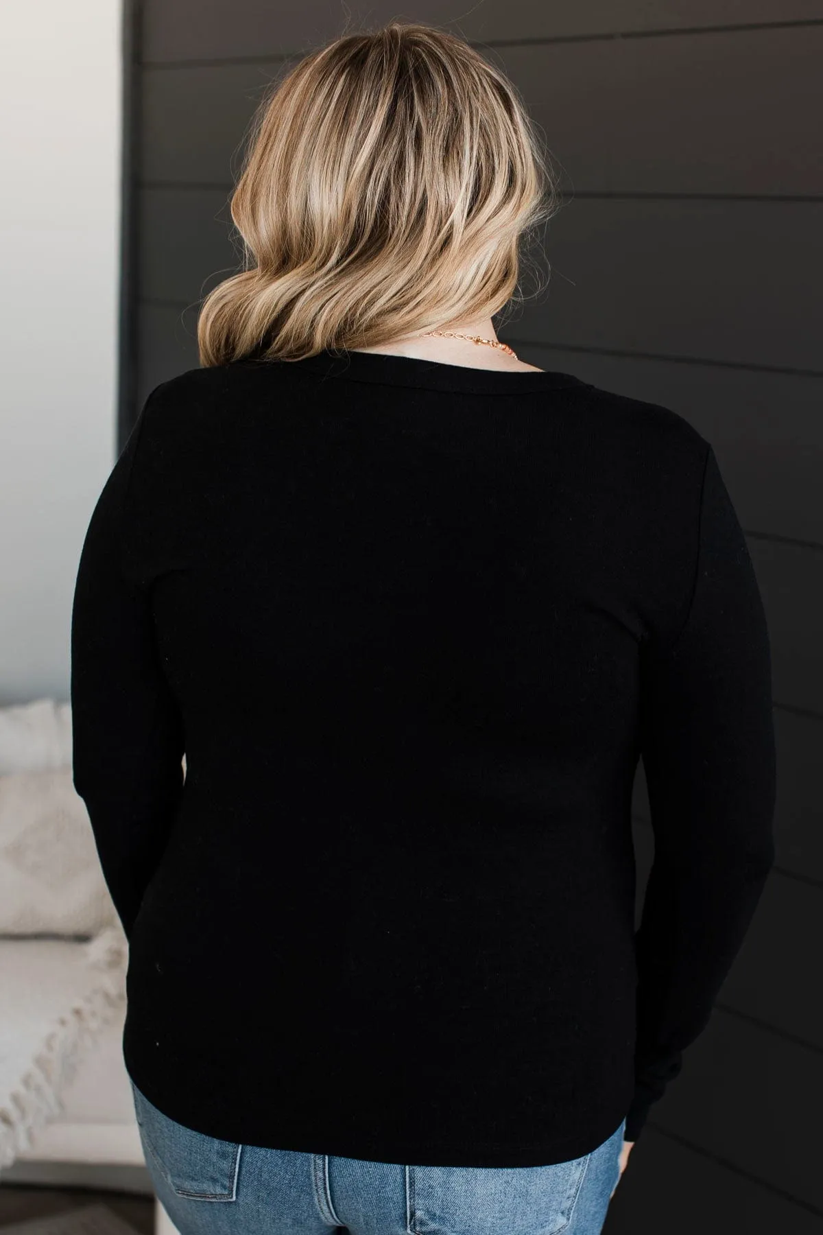 Miles Between Us Long Sleeve Top- Black