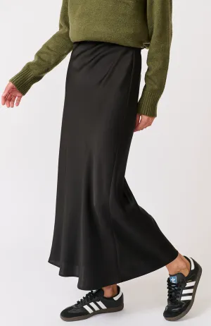 MILLIE SLIP SKIRT || BLACK SATIN