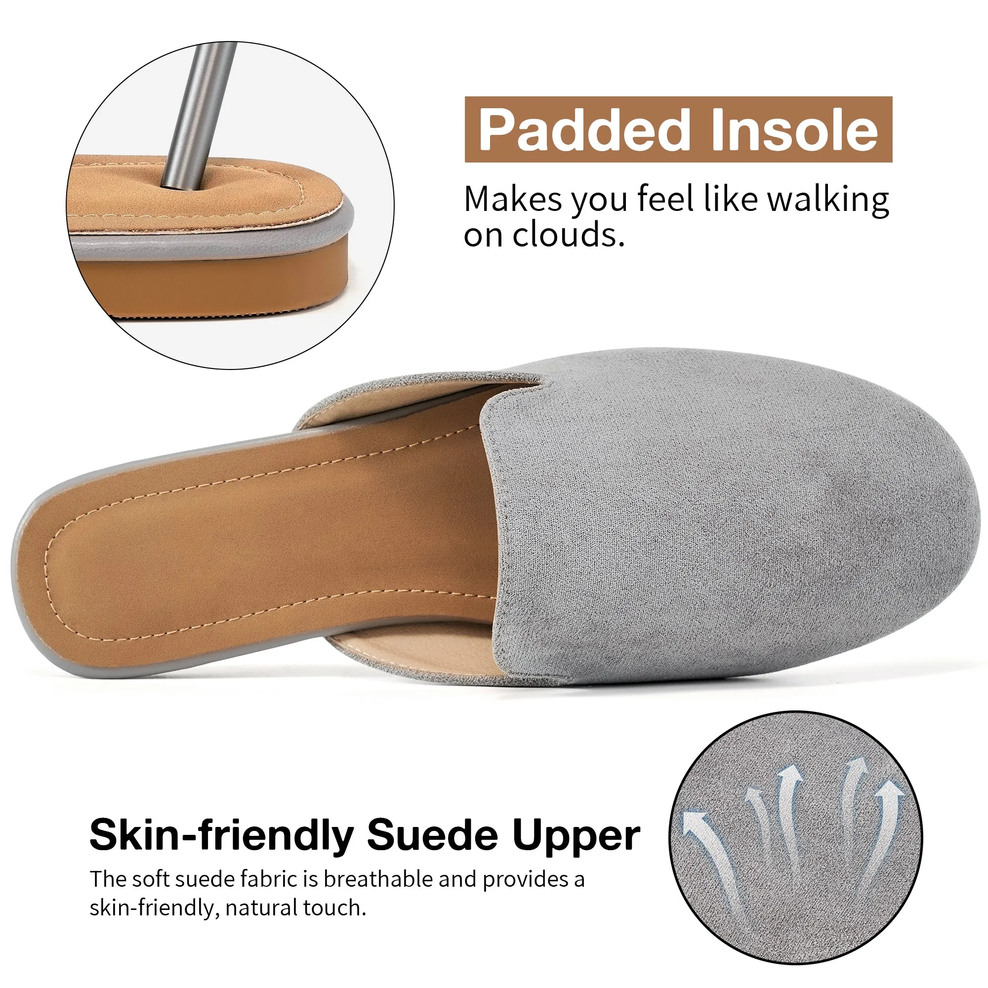Mules for Women Suede Clogs: Comfortable Slip On Women Flats Backless Slides Loafers Womens Mules