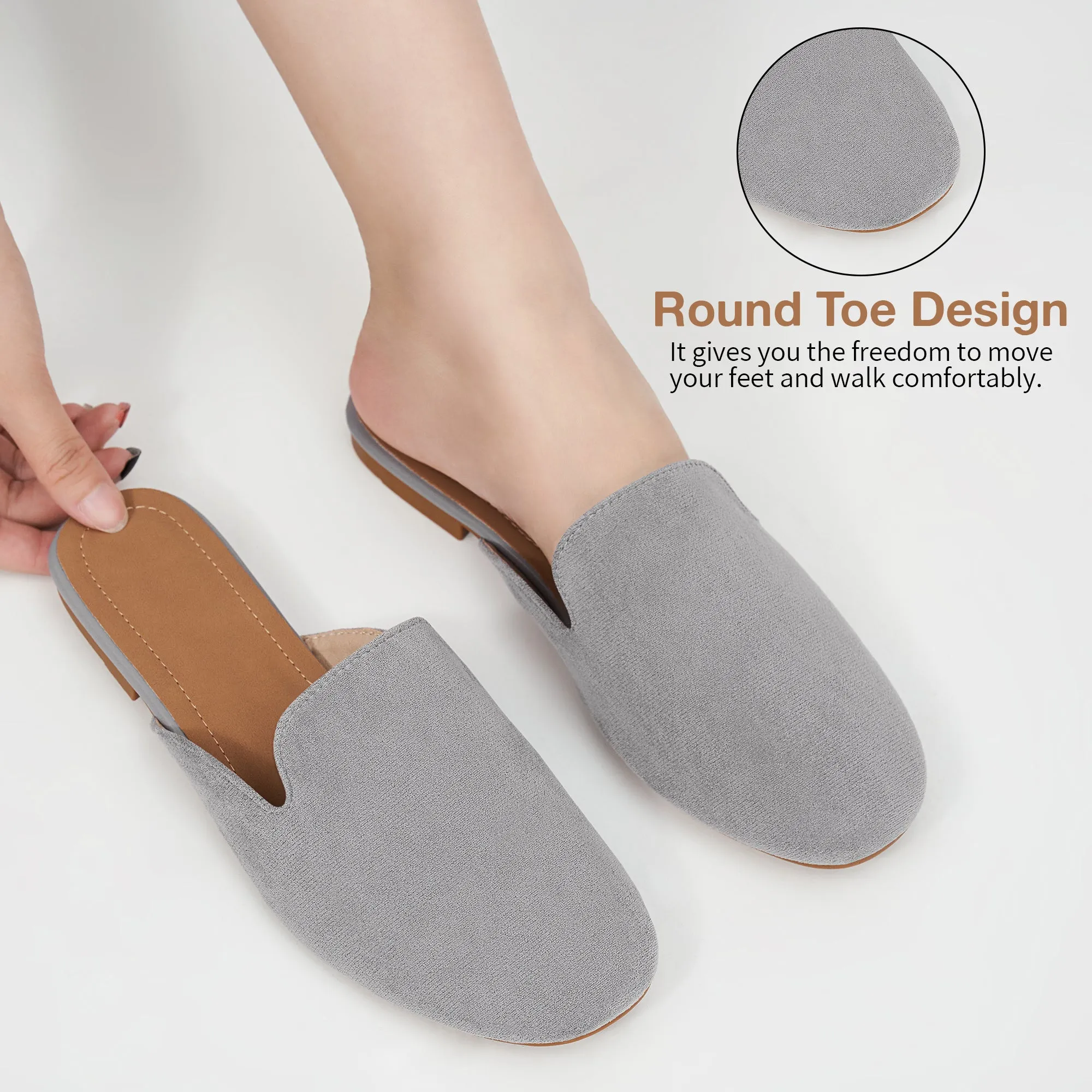 Mules for Women Suede Clogs: Comfortable Slip On Women Flats Backless Slides Loafers Womens Mules