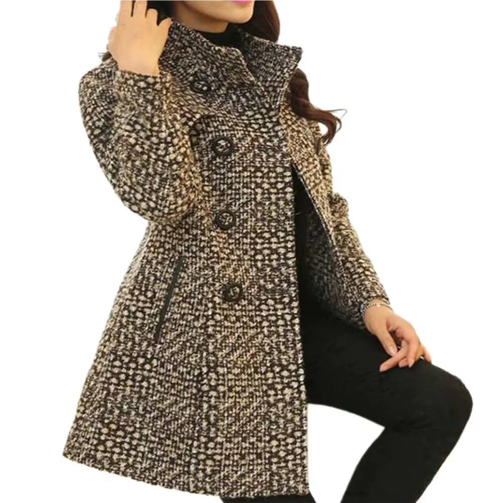 New High Endf Business Women' Wool Blends Coat Winter Autumn Fashion Outerwear
