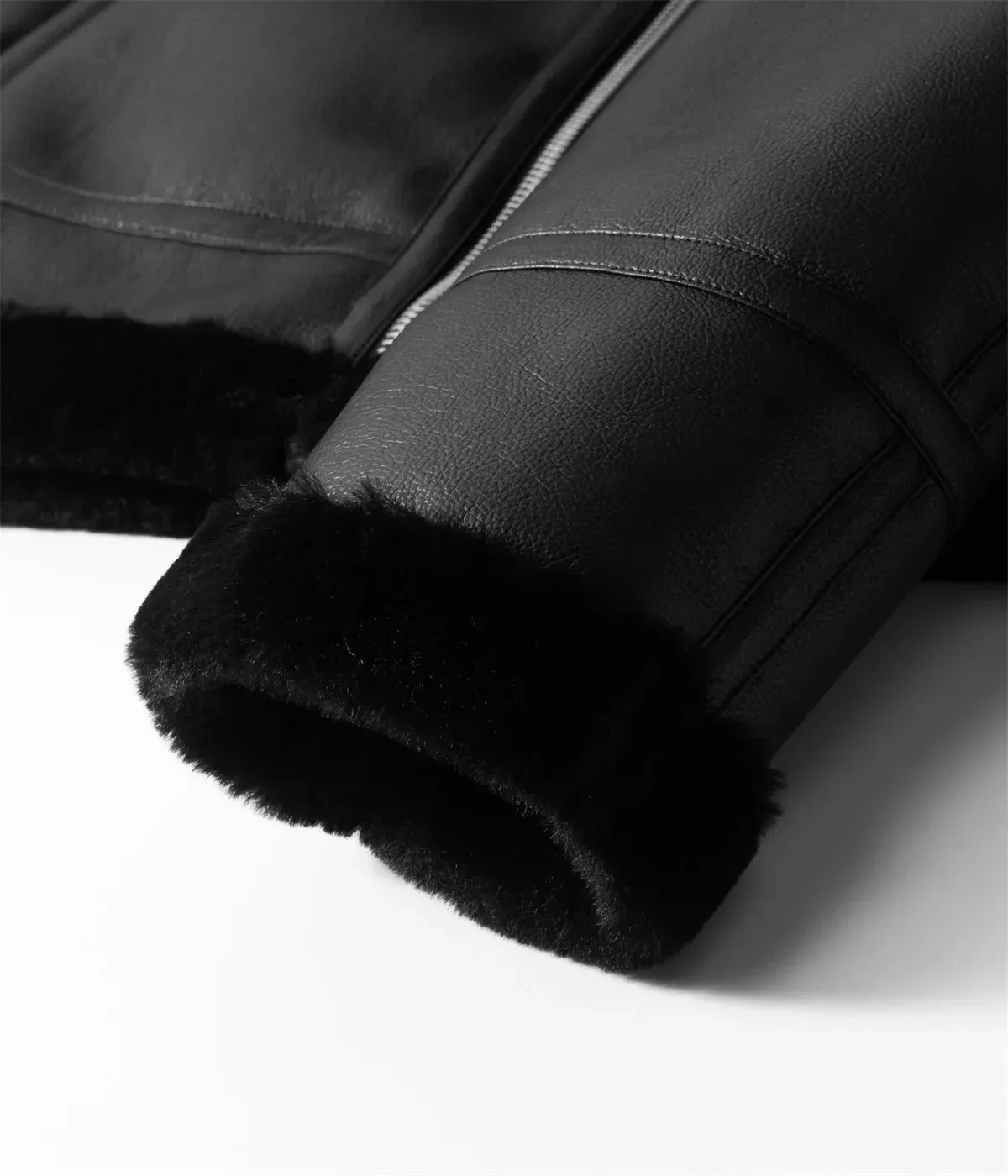 New Leather Jackets Warm Double Padded Coat Men Luxury Fur Lamb Wool Leather Jacket