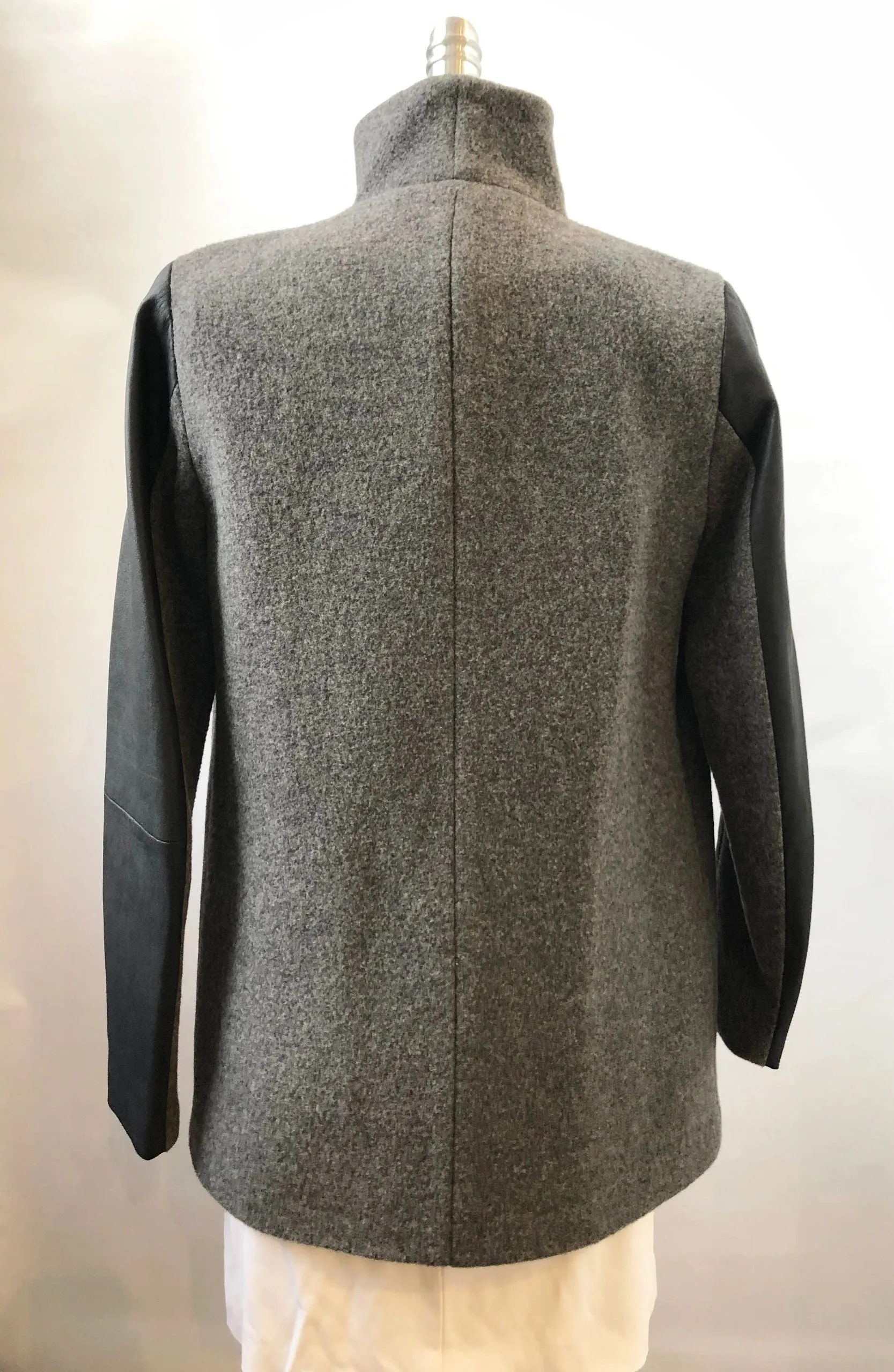 NEW Theory With Leather Coat Size S - Retail $695