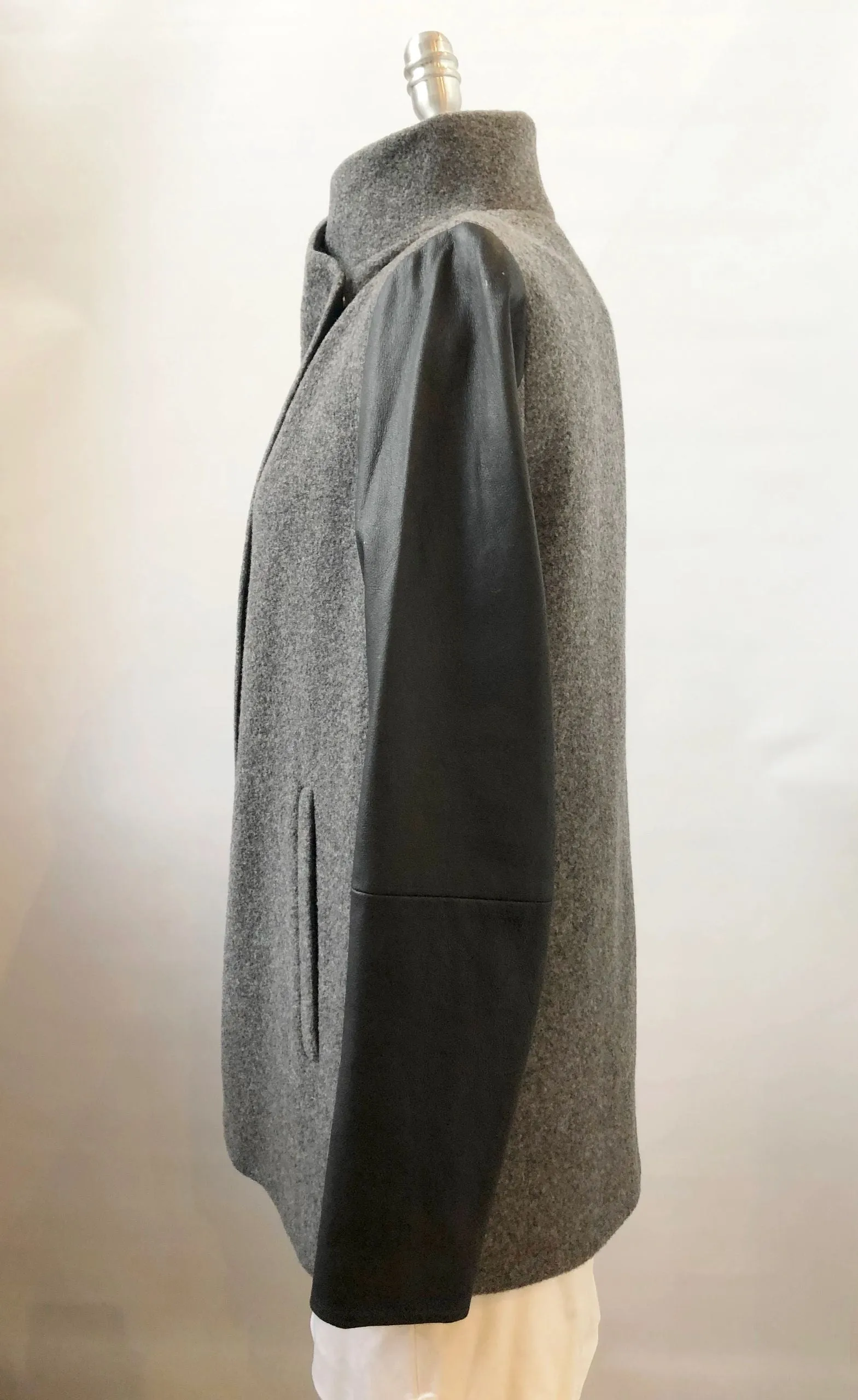 NEW Theory With Leather Coat Size S - Retail $695