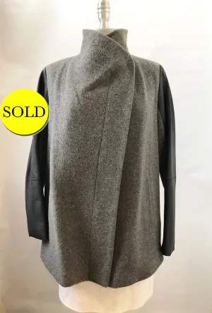 NEW Theory With Leather Coat Size S - Retail $695
