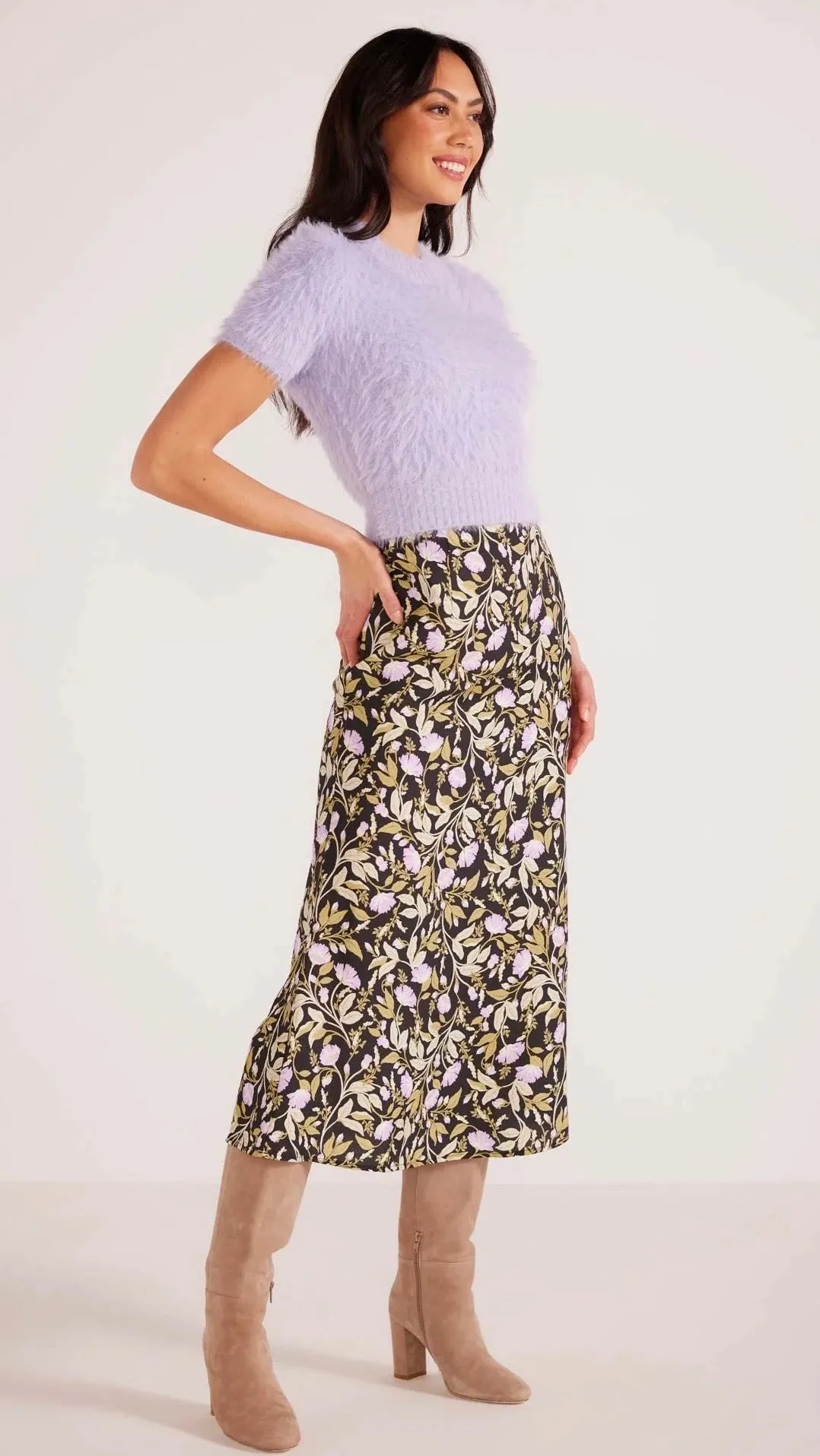 Nocturne Bias Slip Midi Skirt