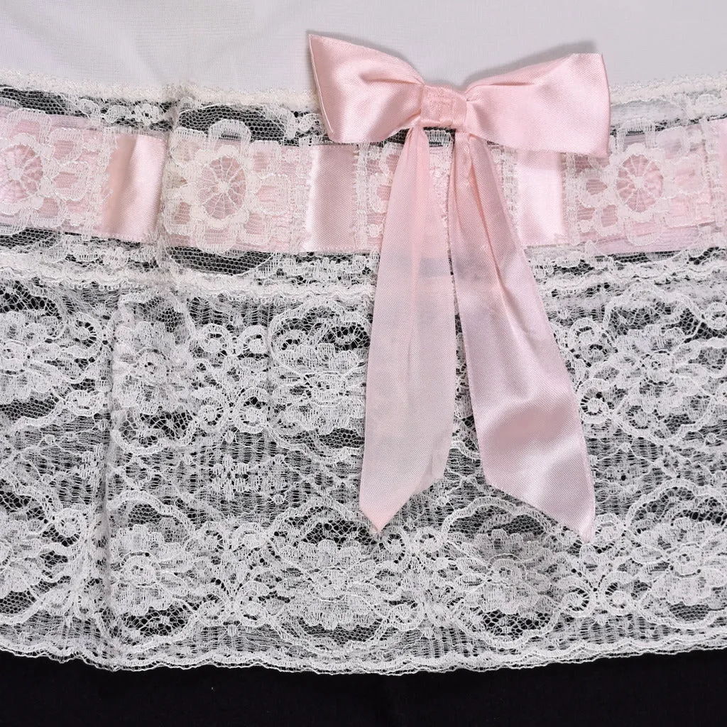 NWT 1950s Off White Pink Bow Half Slip W18-30