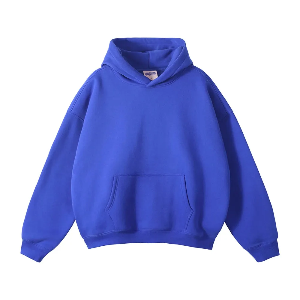 Obsidian Phoenix Luxury 350gsm Thick Fleece Hoodie - Unisex Oversized Loose-Fit Solid Winter Pullover Sweatshirt