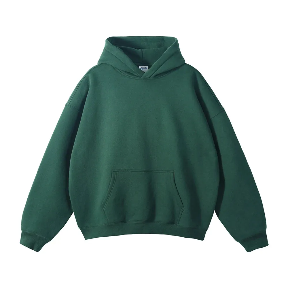 Obsidian Phoenix Luxury 350gsm Thick Fleece Hoodie - Unisex Oversized Loose-Fit Solid Winter Pullover Sweatshirt