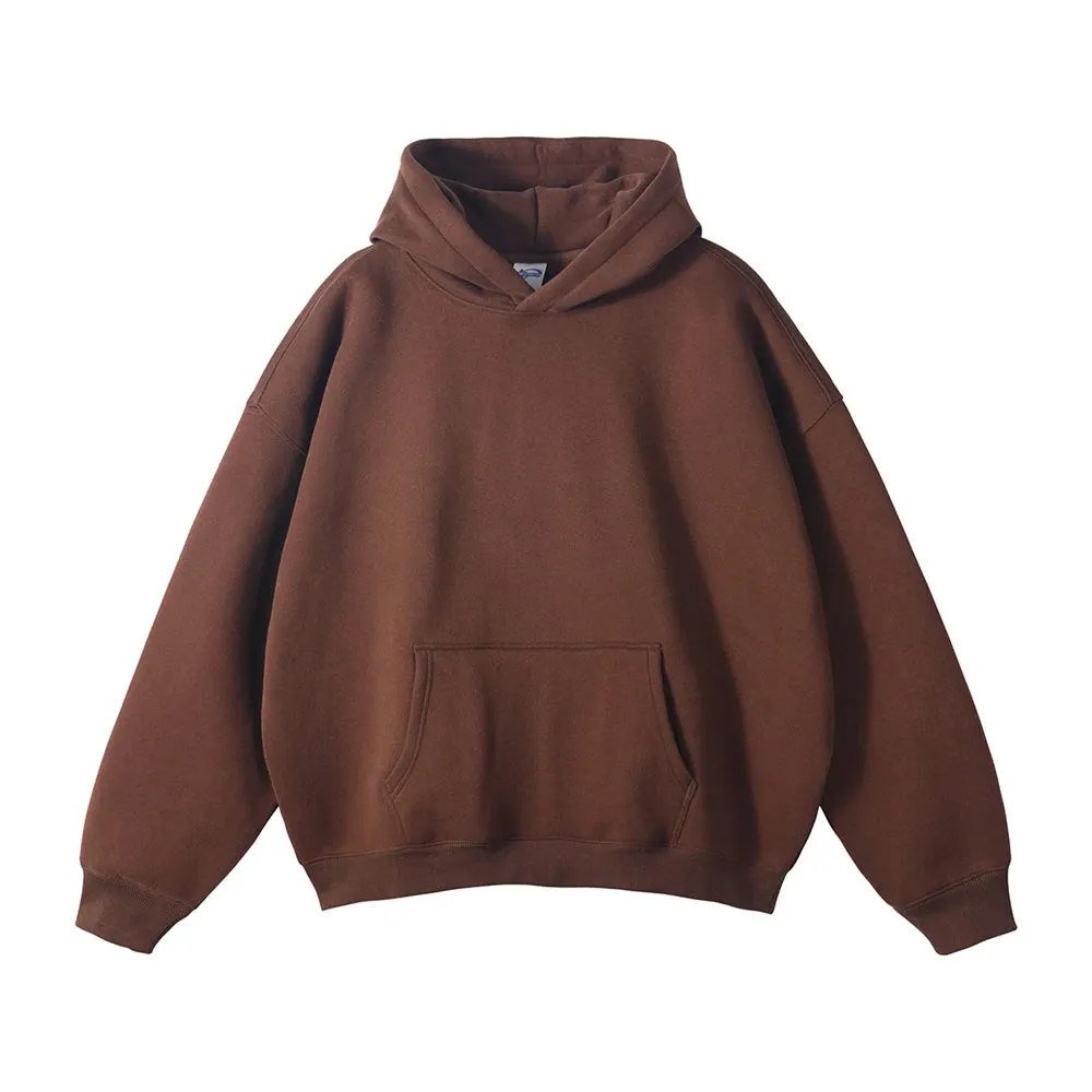 Obsidian Phoenix Luxury 350gsm Thick Fleece Hoodie - Unisex Oversized Loose-Fit Solid Winter Pullover Sweatshirt