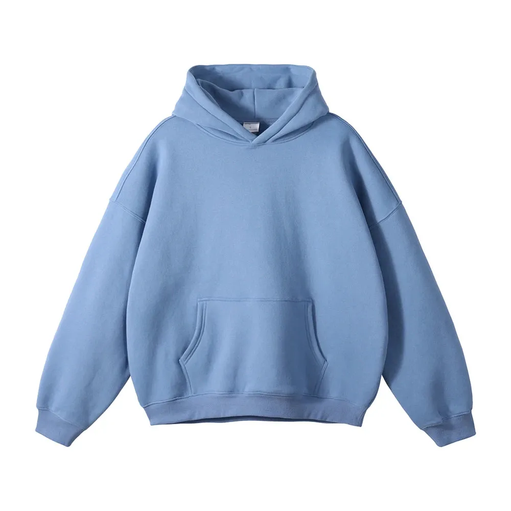 Obsidian Phoenix Luxury 350gsm Thick Fleece Hoodie - Unisex Oversized Loose-Fit Solid Winter Pullover Sweatshirt