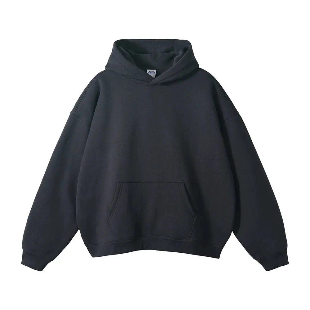 Obsidian Phoenix Luxury 350gsm Thick Fleece Hoodie - Unisex Oversized Loose-Fit Solid Winter Pullover Sweatshirt