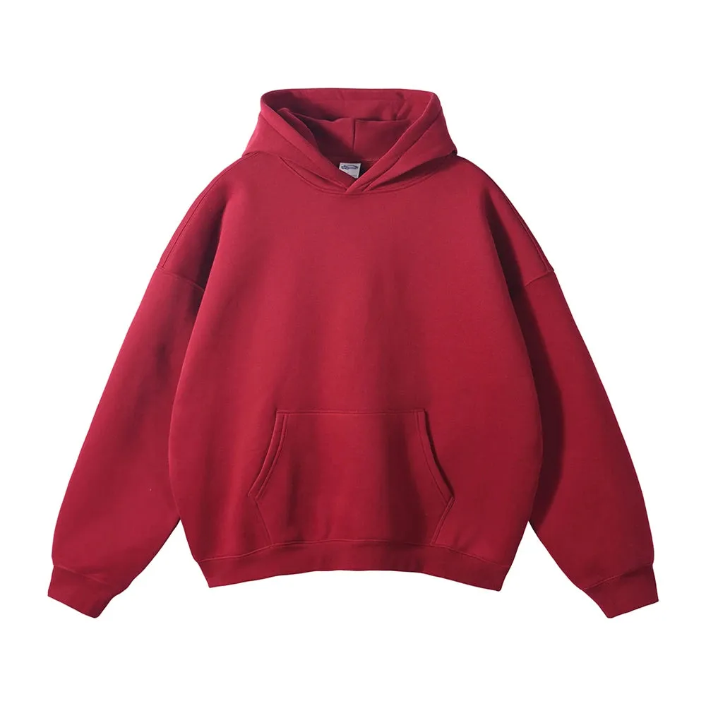 Obsidian Phoenix Luxury 350gsm Thick Fleece Hoodie - Unisex Oversized Loose-Fit Solid Winter Pullover Sweatshirt