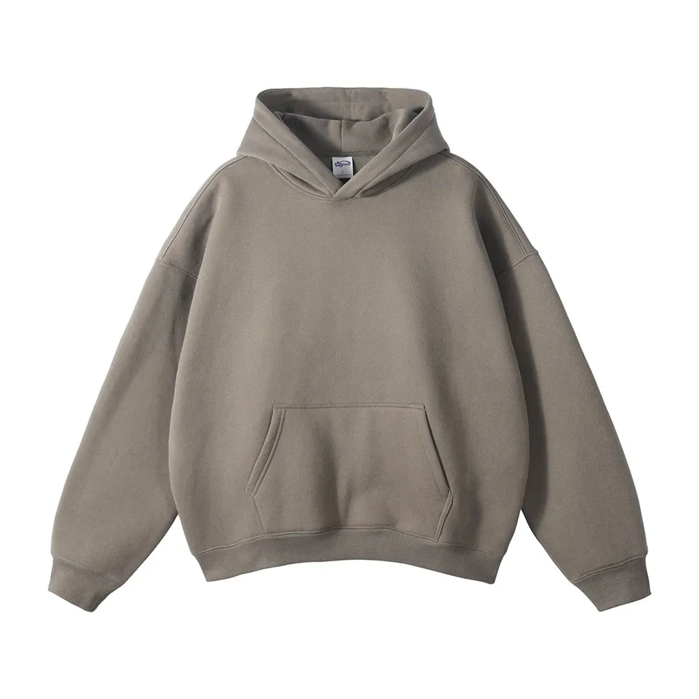 Obsidian Phoenix Luxury 350gsm Thick Fleece Hoodie - Unisex Oversized Loose-Fit Solid Winter Pullover Sweatshirt