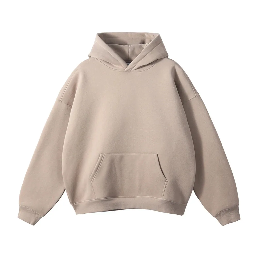 Obsidian Phoenix Luxury 350gsm Thick Fleece Hoodie - Unisex Oversized Loose-Fit Solid Winter Pullover Sweatshirt