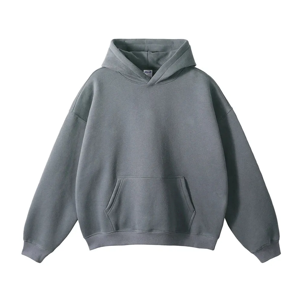 Obsidian Phoenix Luxury 350gsm Thick Fleece Hoodie - Unisex Oversized Loose-Fit Solid Winter Pullover Sweatshirt