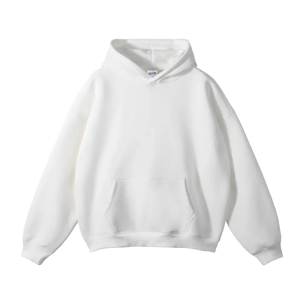 Obsidian Phoenix Luxury 350gsm Thick Fleece Hoodie - Unisex Oversized Loose-Fit Solid Winter Pullover Sweatshirt