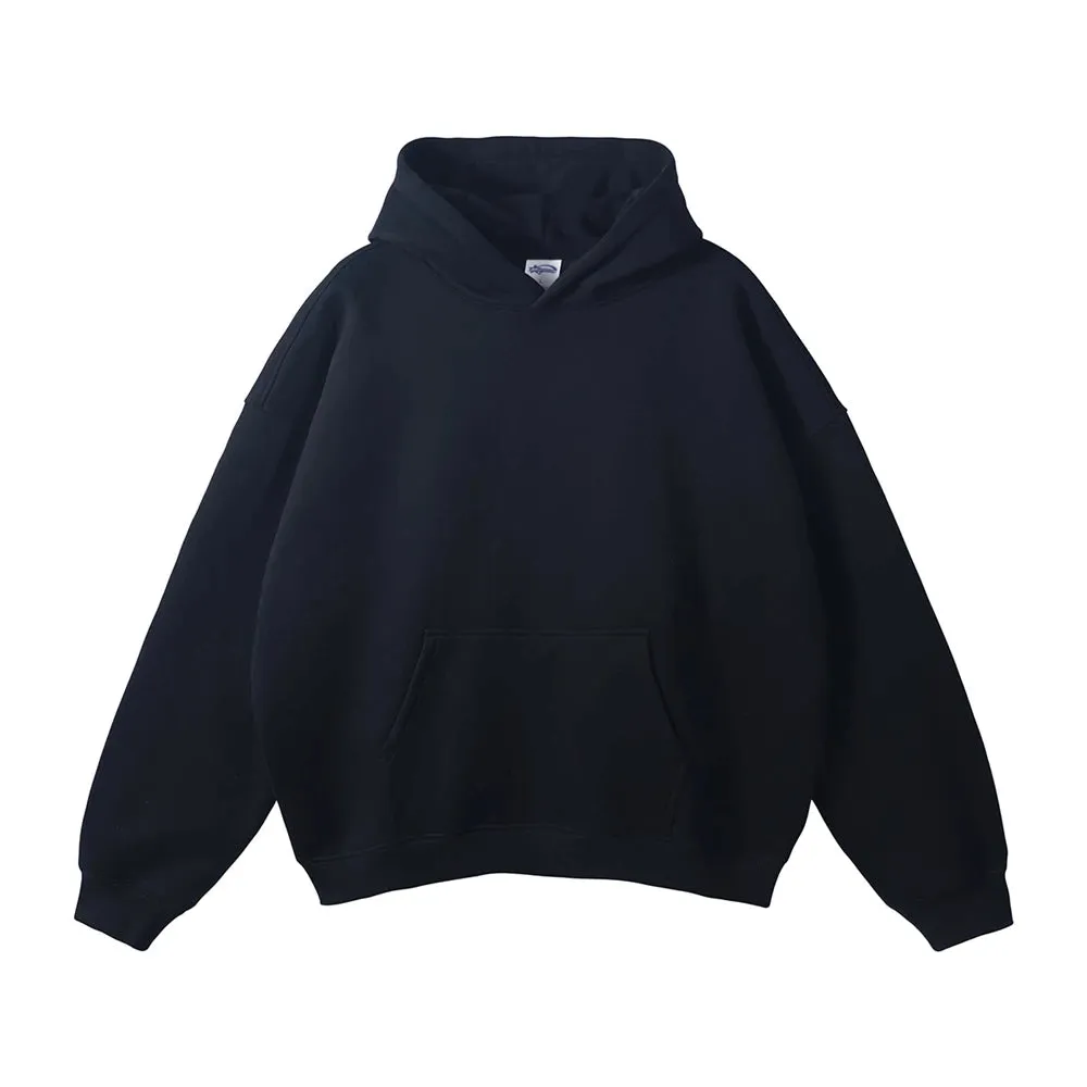 Obsidian Phoenix Luxury 350gsm Thick Fleece Hoodie - Unisex Oversized Loose-Fit Solid Winter Pullover Sweatshirt