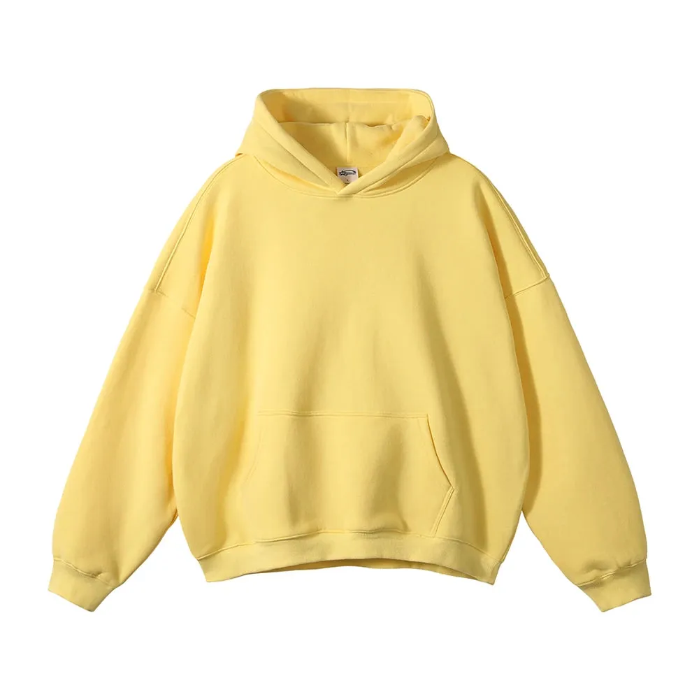 Obsidian Phoenix Luxury 350gsm Thick Fleece Hoodie - Unisex Oversized Loose-Fit Solid Winter Pullover Sweatshirt