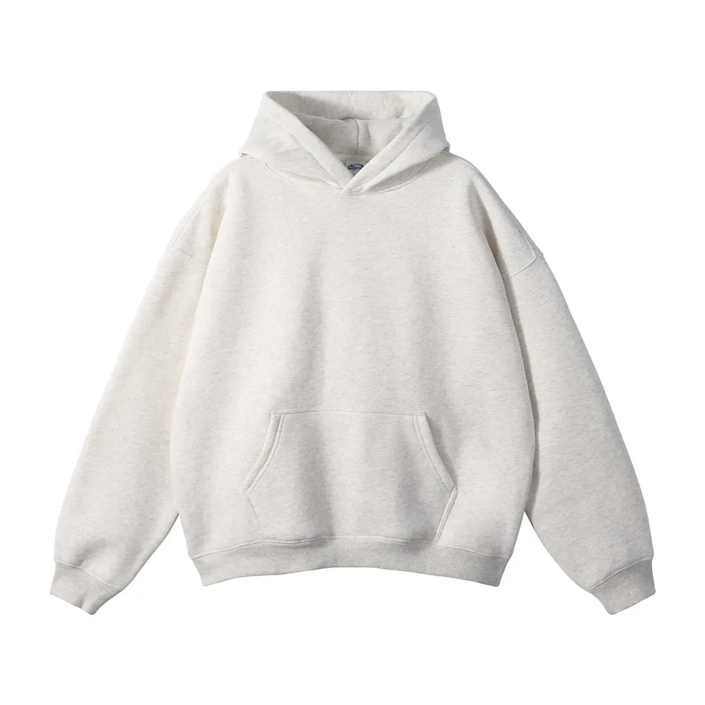 Obsidian Phoenix Luxury 350gsm Thick Fleece Hoodie - Unisex Oversized Loose-Fit Solid Winter Pullover Sweatshirt