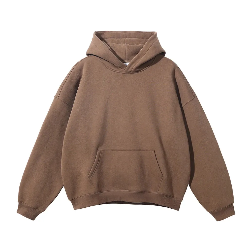 Obsidian Phoenix Luxury 350gsm Thick Fleece Hoodie - Unisex Oversized Loose-Fit Solid Winter Pullover Sweatshirt