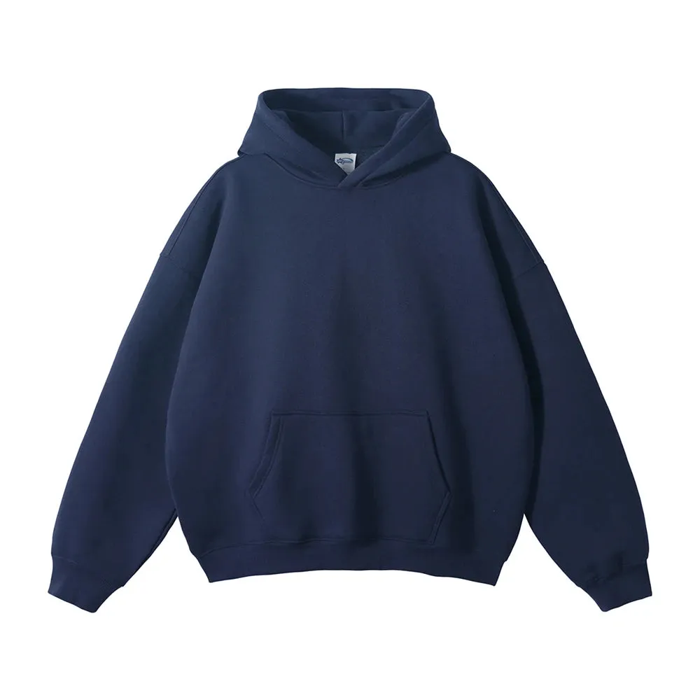 Obsidian Phoenix Luxury 350gsm Thick Fleece Hoodie - Unisex Oversized Loose-Fit Solid Winter Pullover Sweatshirt