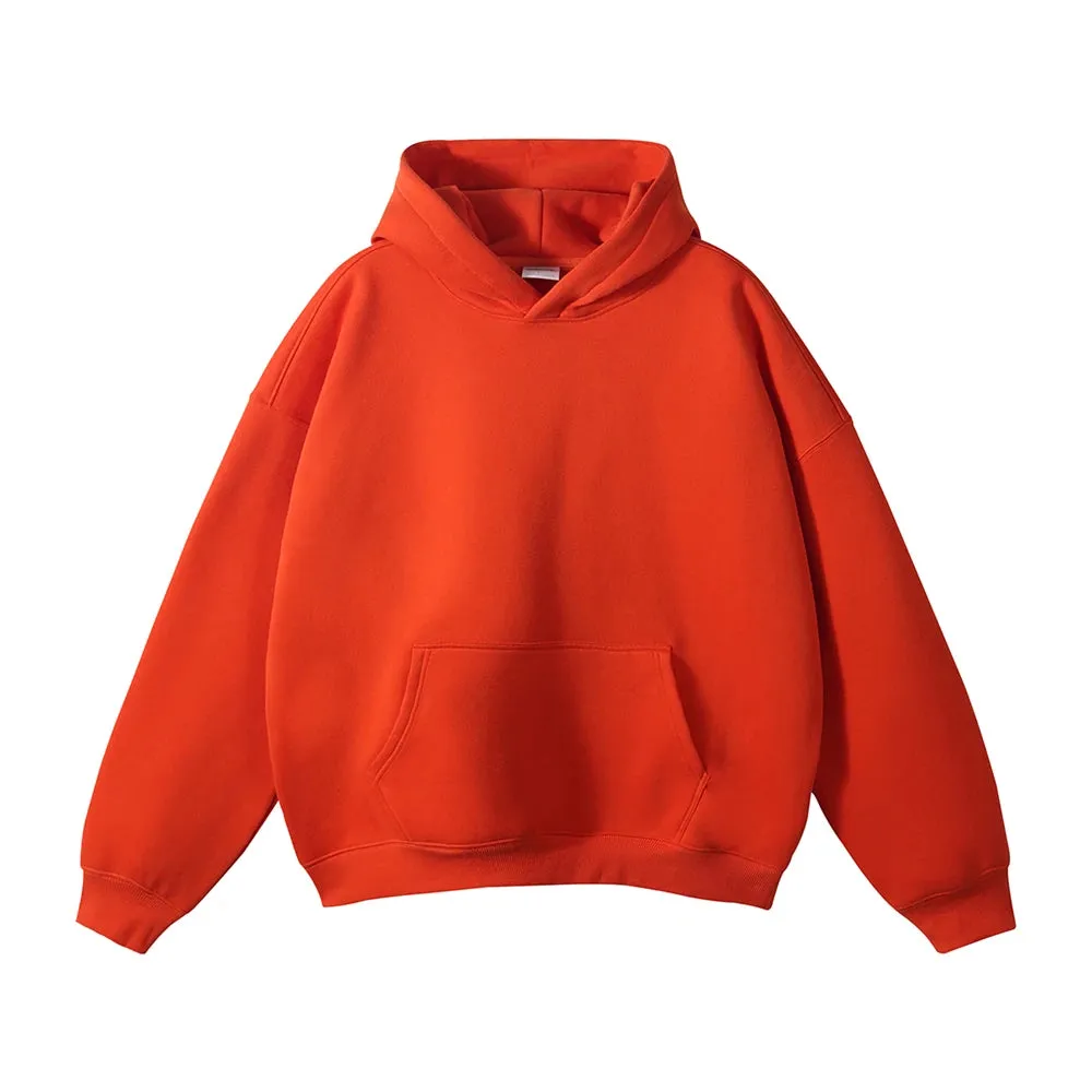 Obsidian Phoenix Luxury 350gsm Thick Fleece Hoodie - Unisex Oversized Loose-Fit Solid Winter Pullover Sweatshirt