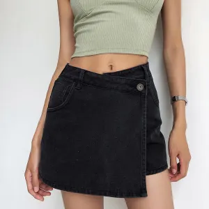 One Button High Waist Denim Shorts Hot Pants